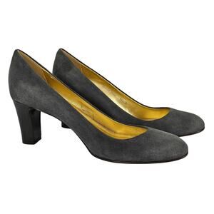 J.CREW WOMEN'S GRAY SUEDE LEATHER ROUND CLOSED TOE PUMP 3" HEELS SIZE 9.5